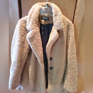 Liz Claiborne teddy coat - blonde color - car coat length - super stylish